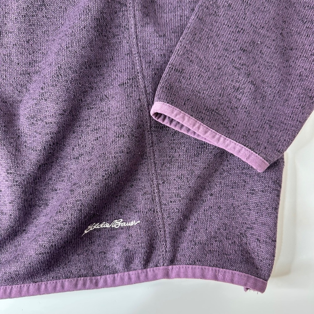 Eddie Bauer Fleece Pullover Heathered Purple Quarter Zip Jacket Gorpcore Sz 2XL - Picture 8 of 16